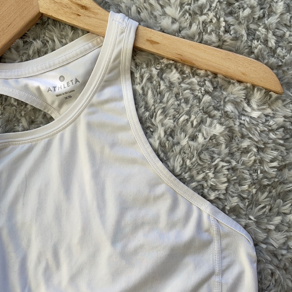 Athleta high neck long racerback white tank - Picture 5 of 6